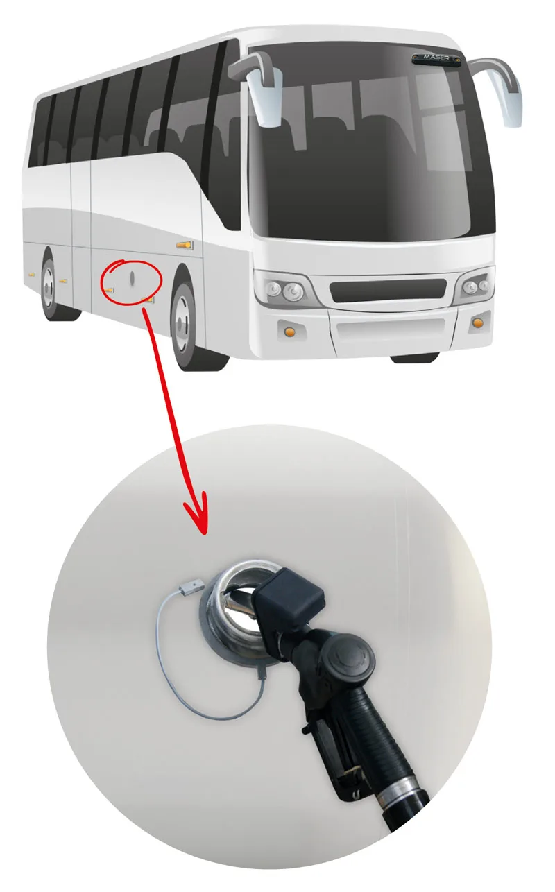 Maser tank ring and nozzle antenna refuelling authorisation on a bus filler