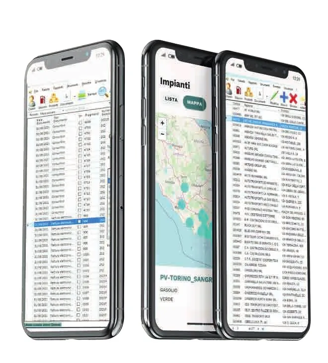 Maser CardSmart User App screens with card transactions and station map