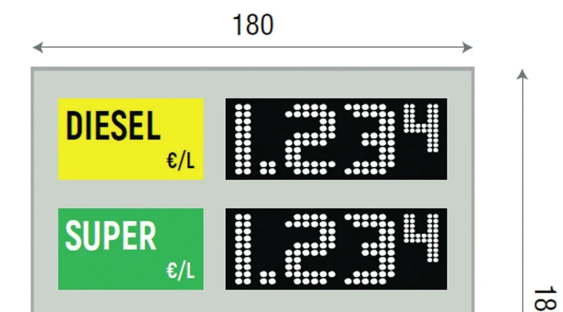 Maser LED price kit with four price lines and 30 cm digits for an existing totem