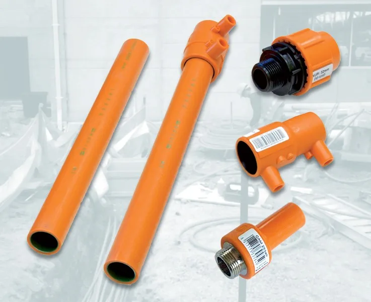 NUPI SmartCONDUIT orange composite cable conduit with electrofusion and compression fittings