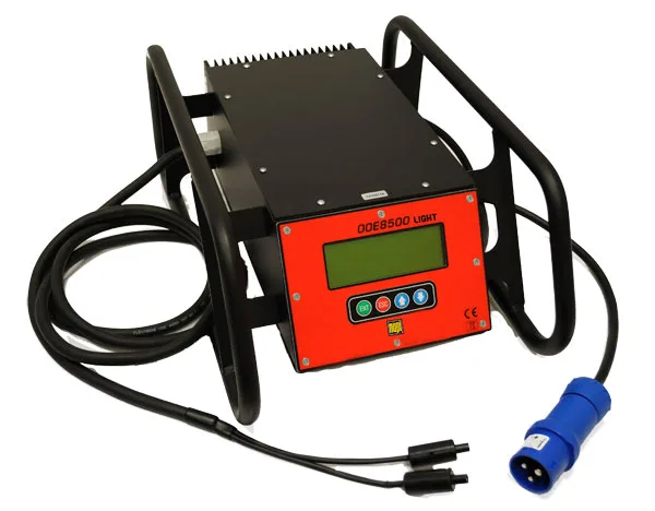 NUPI 00E8500L manual electrofusion welding unit in a tubular frame with welding and power cables