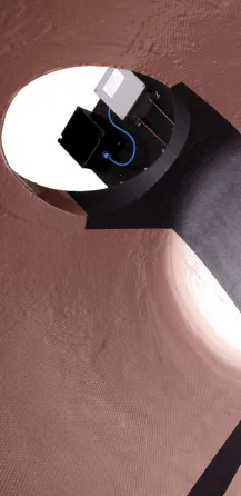 Inside an underground tank lined with Wolftank DOPA® Lite, with the leak detection connection at the manhole